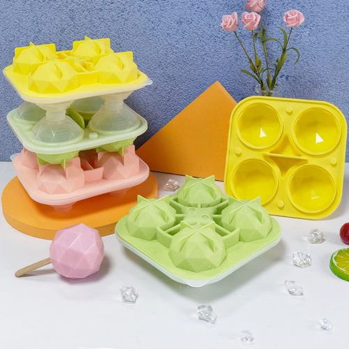 圆球4连冰格硅胶模具DIY