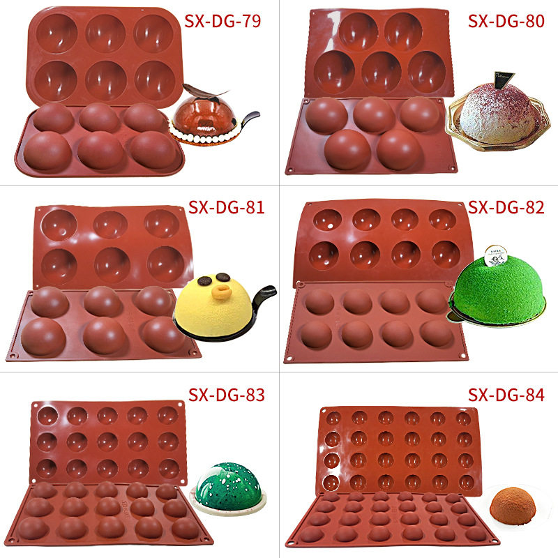 6连半圆慕斯蛋糕硅胶模具8连15连24连模DIY巧克力果冻夹心磨模具
