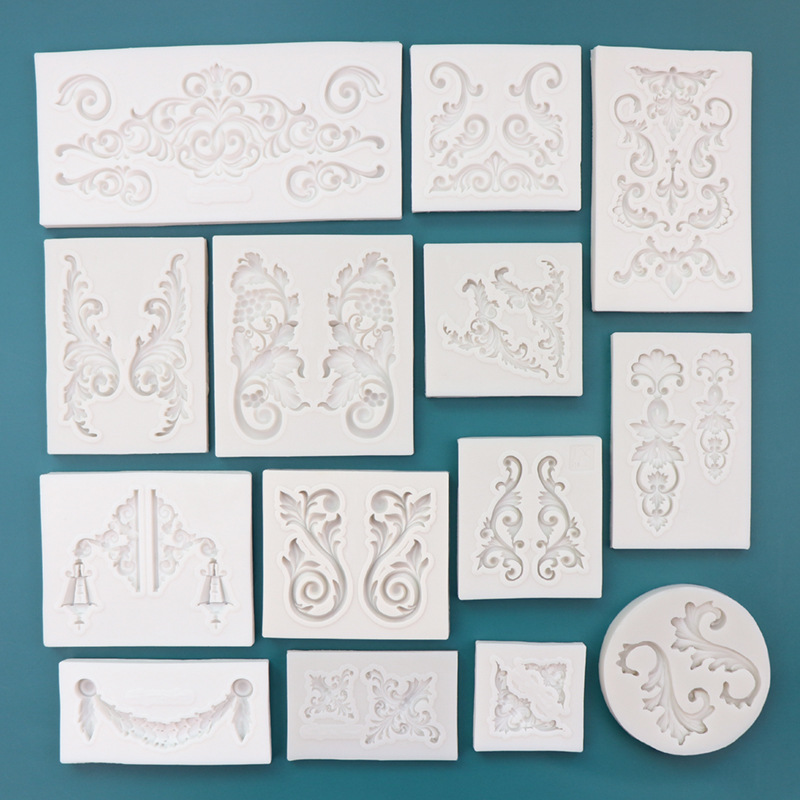 硅胶模具 翻糖干佩斯模具 欧式花纹浮雕镜框巧克力蛋糕装饰工具磨