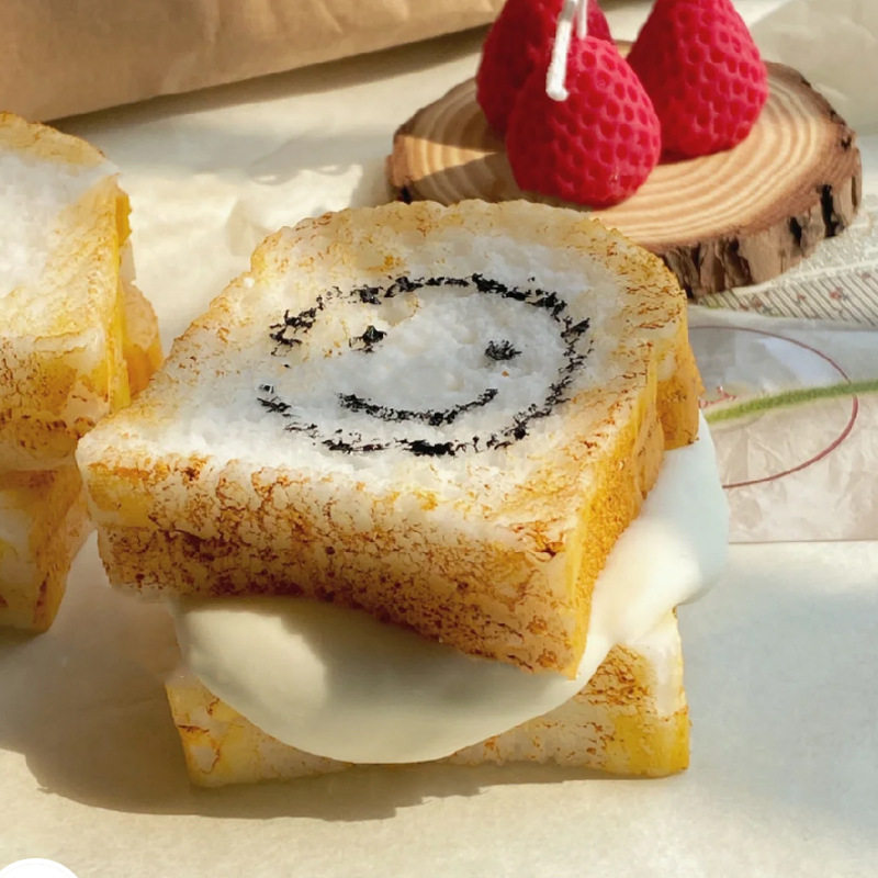 仿真吐司切片模具韩式糕点面包片巧克力烘培装饰香薰蜡烛硅胶工具