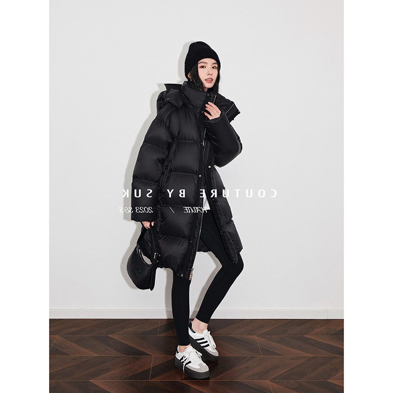 2025冬季新款少女感宽松连帽90白鹅绒保暖加厚中长款羽绒服外套女,女装/女士精品,羽绒服,淘宝优惠券,粉丝福利购,淘宝优惠卷