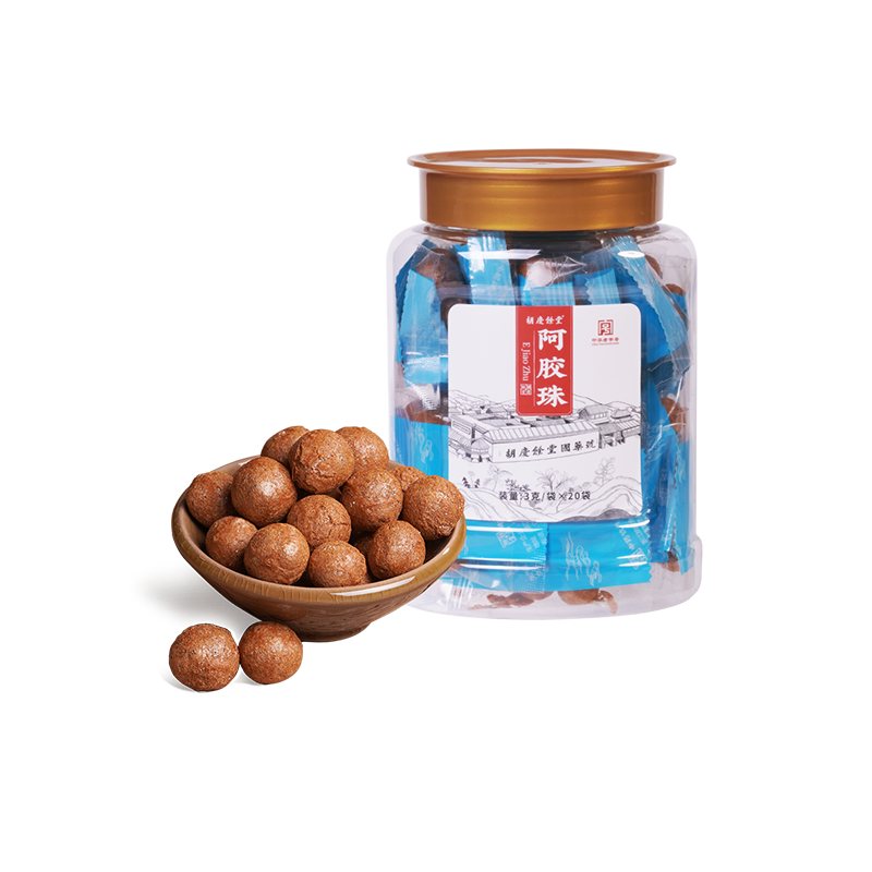 胡庆余堂官方旗舰店阿胶珠3g*20袋阿胶块蛤粉炒制中药材补气血