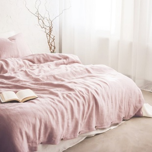 轻奢高级感天然亚麻纯色单被套150x200X230双人被罩亲肤床品定制