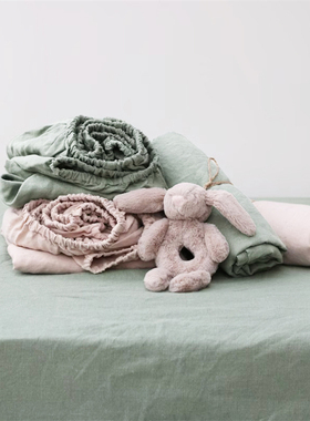 秋冬100%亚麻床笠三件套家用床罩枕套纯色亲肤民宿床上用品可定制