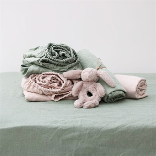 秋冬100%亚麻床笠三件套家用床罩枕套纯色亲肤民宿床上用品可定制