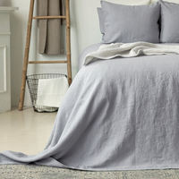 French export antibacterial linen solid color bed sheets, luxurious washed double ins Nordic dormitory single bed sheet custom-made thumbnail 6
