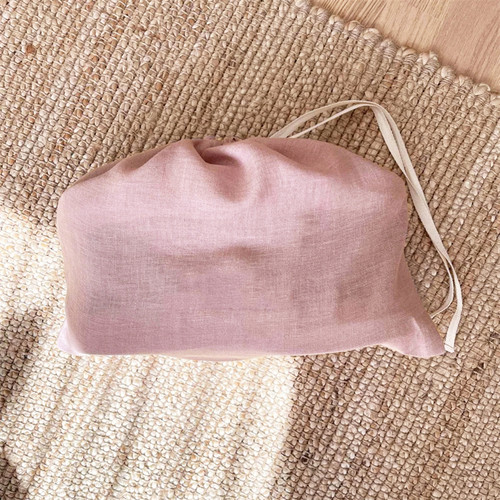 100%亚麻纯色束口收纳袋子化妆包小包旅行分装布袋抽绳内衣分装袋