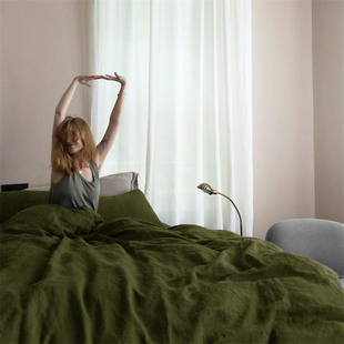 春夏亚麻四件套亲肤吸湿排汗透气床单被套枕套床笠三件套床品定制