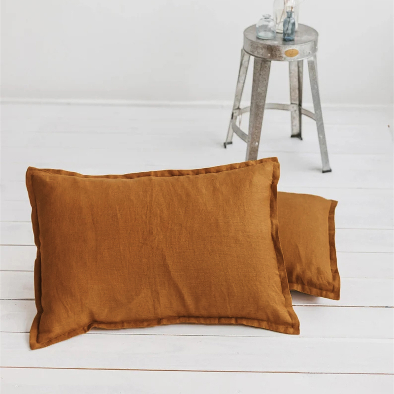 简约风100%亚麻枕头套纯色枕套48X74cm单个装男女通用不含芯定制