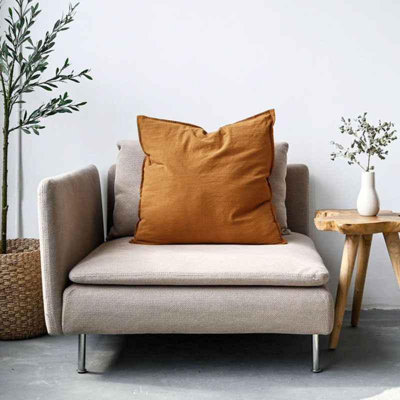 现代简约纯色亚麻抱枕客厅靠垫
