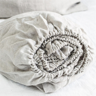 外贸纯色亚麻床笠三件套床垫套双人床床单260x280CM酒店床品定制