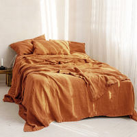 French export antibacterial linen solid color bed sheets, luxurious washed double ins Nordic dormitory single bed sheet custom-made thumbnail 3
