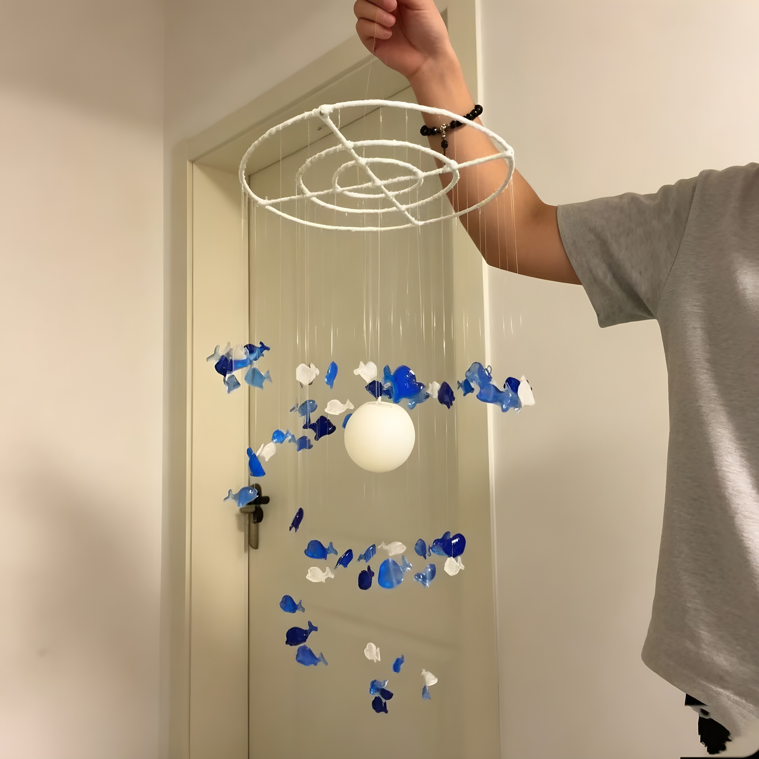 小鱼发光渐变风铃diy材料包创意制作可爱卧室鲸鱼天花板装饰好物