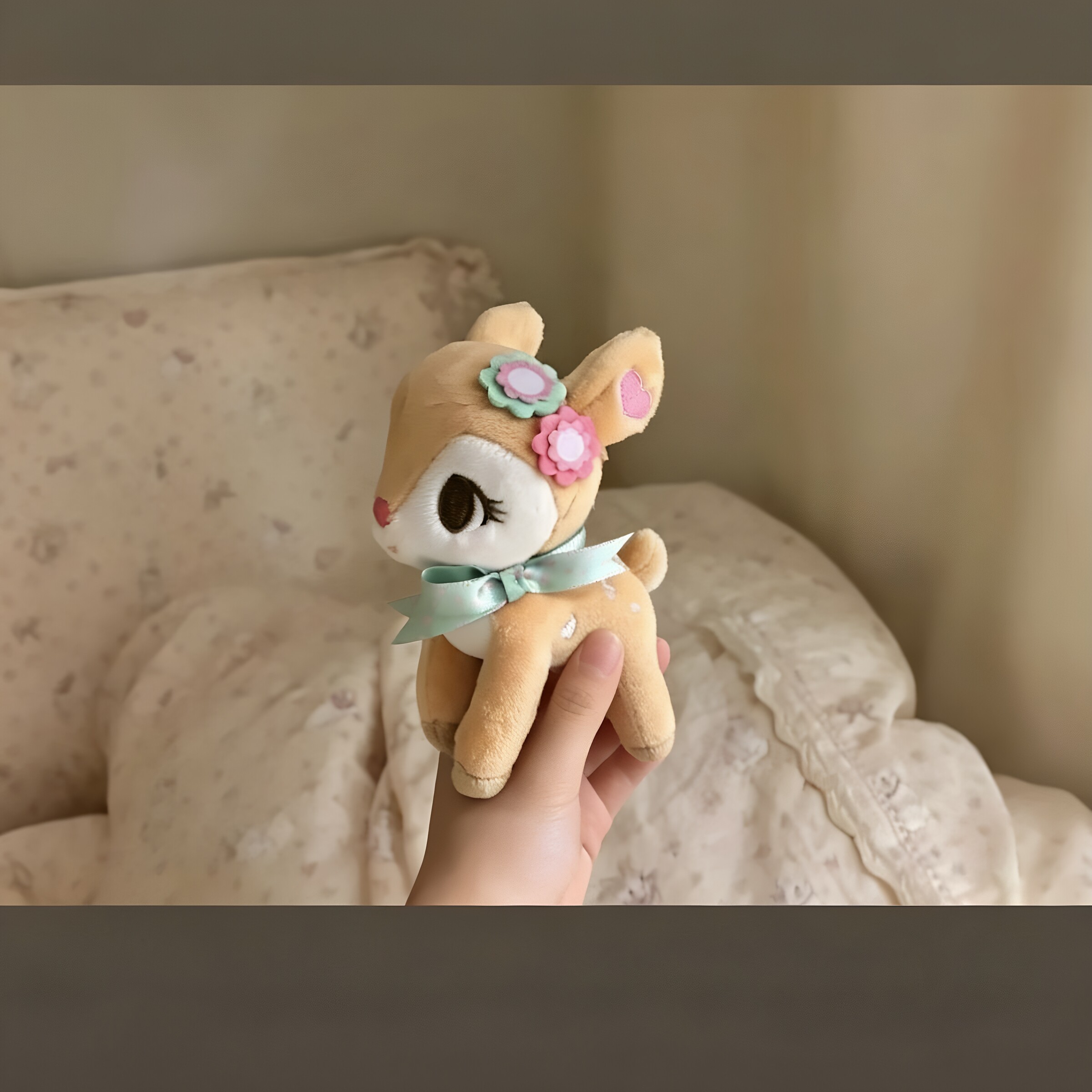 可爱小鹿毛绒挂件少女心蝴蝶结小花小鹿公仔包包挂饰礼物