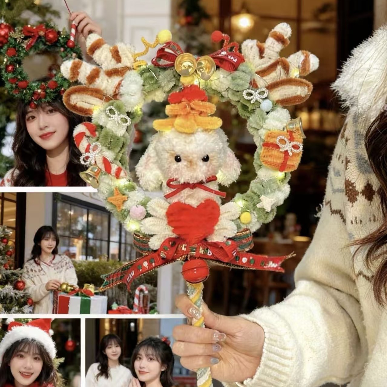 圣诞树小兔魔法棒圣诞节礼物扭扭棒手工diy材料包驾车个人