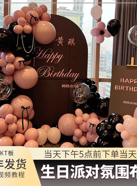 女生生日背景墙留影区kt板气球氛围装饰布置18岁成人礼派对套餐