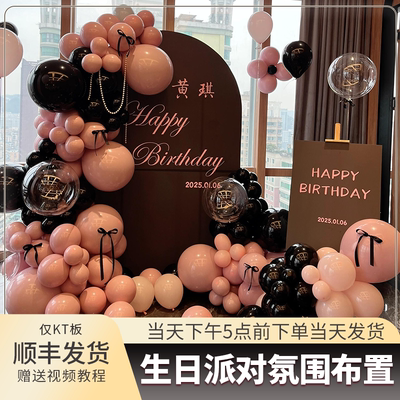 女生生日背景墙气球留影区kt板