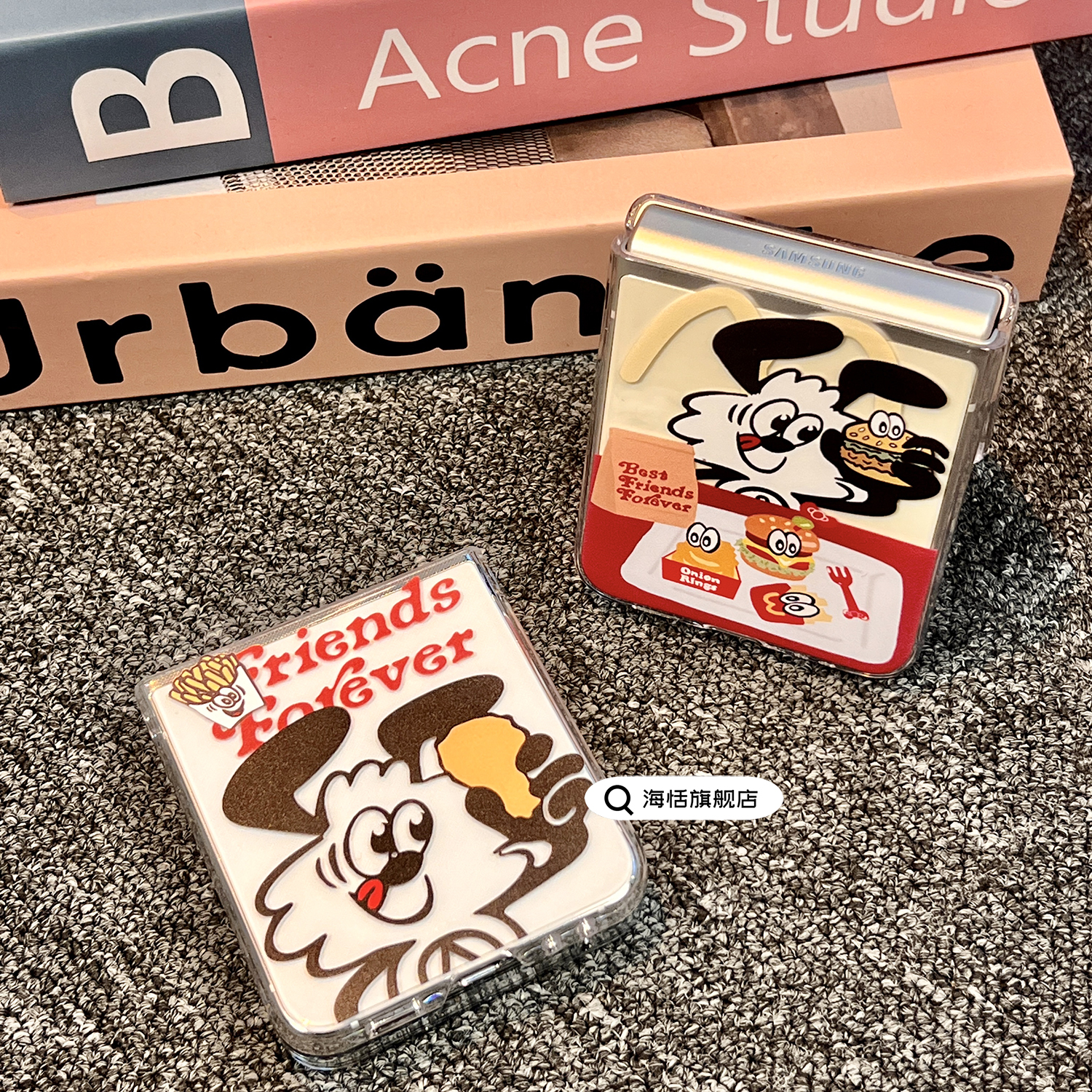 卡通狗透明折叠屏手机壳