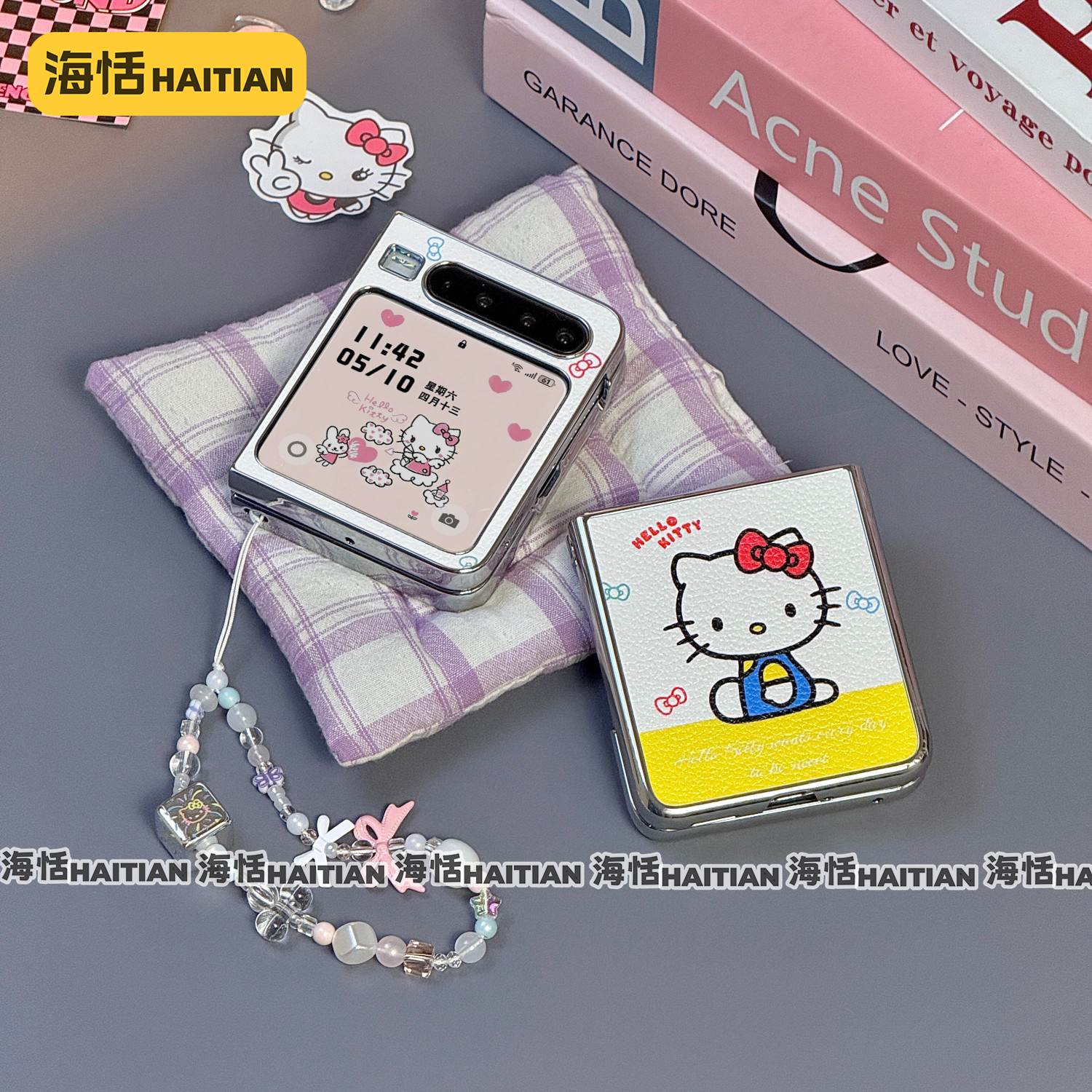 卡通彩色波点kitty折叠屏手机壳