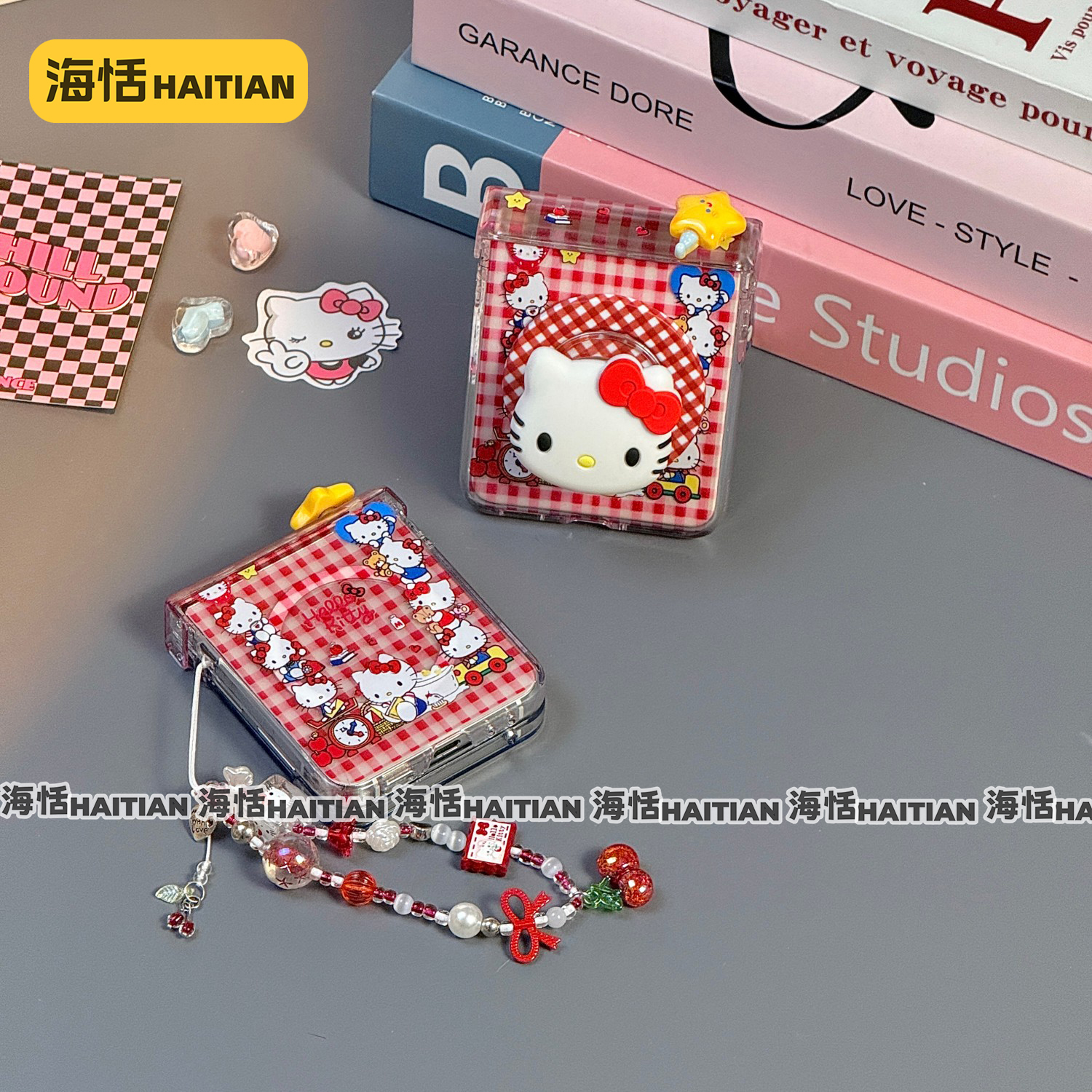 磁吸卡通kitty护轴折叠屏手机壳