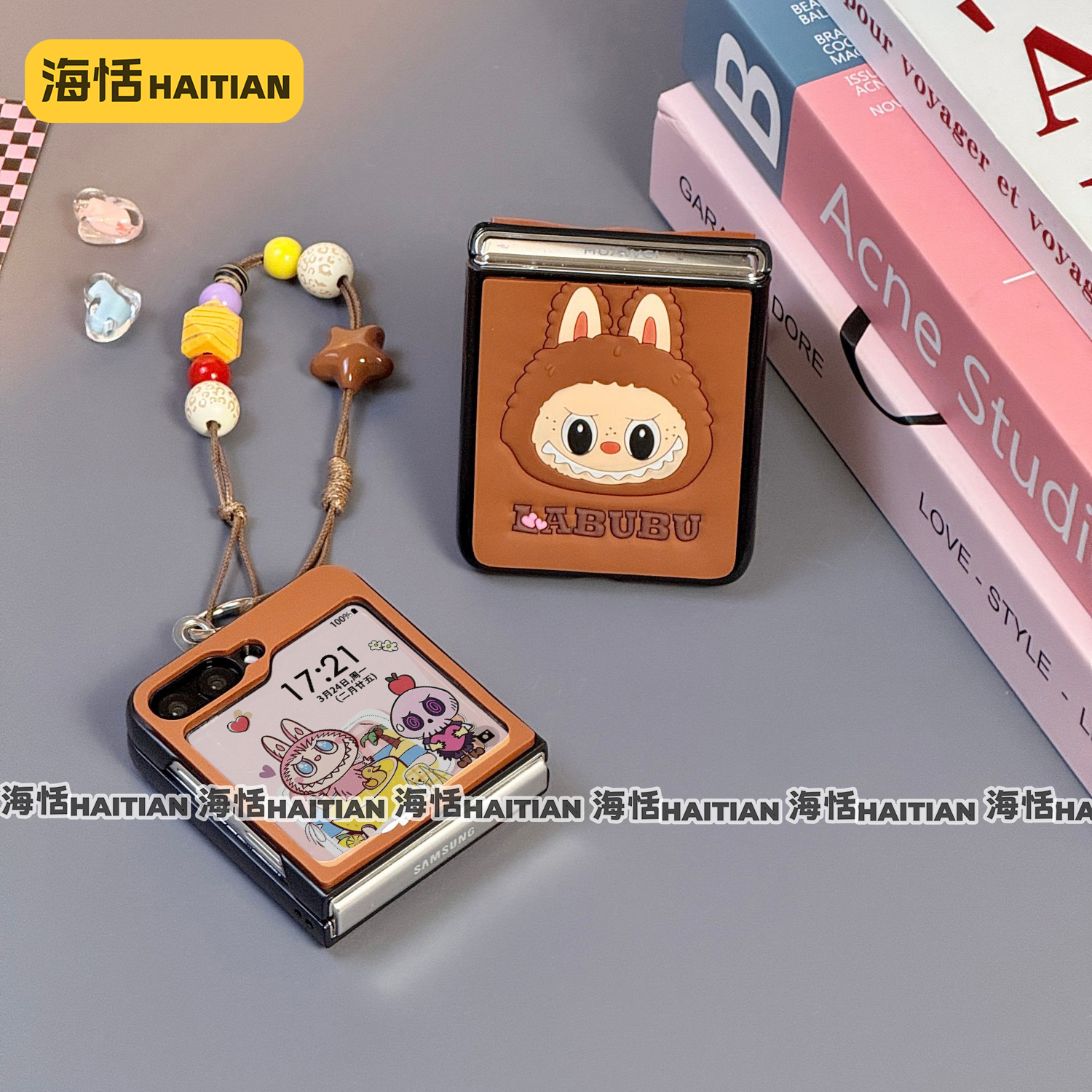 卡通微立体拉布布折叠屏手机壳
