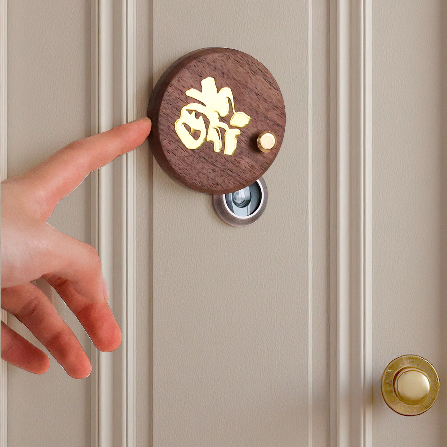 防盗门猫眼遮挡盖装饰防窥盖挡孔器入户门堵孔神器门镜孔洞磁吸盖