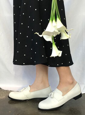 VASYAO网红韩版复古流苏平底低跟乐福鞋女时尚潮流舒适百搭单鞋
