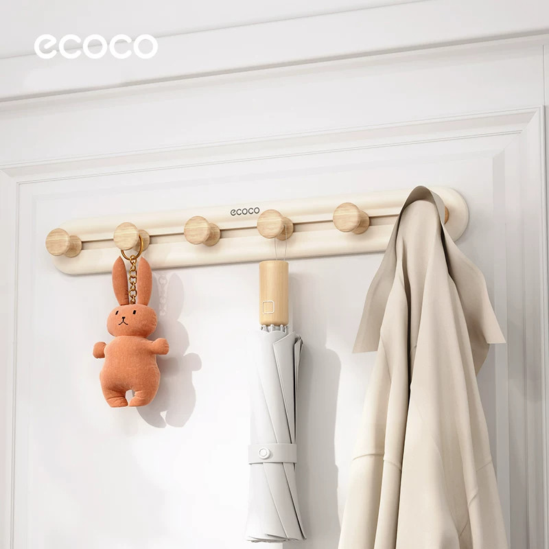 ecoco门后挂钩排钩强力墙壁挂墙上承重透明免打孔粘钩挂衣钩宿舍