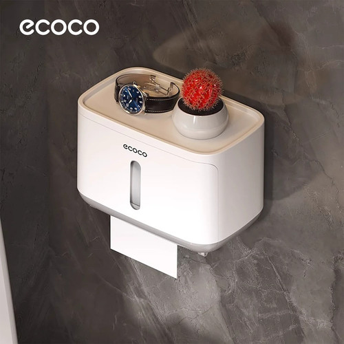 ecoco免打孔壁挂纸巾盒置物架