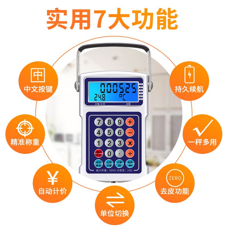 计价电子手提秤50公斤高精度家用小型迷你智能便携式钓鱼弹簧磅秤
