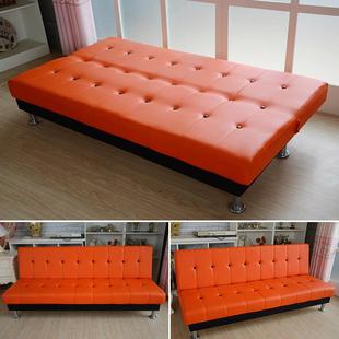 租房小沙发小户型折叠床沙发床两用懒人pu仿皮革简易双三人1.8米