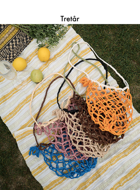 Tretar 网兜记事 休闲百搭 编织撞色网兜购物袋 手提包轻巧便携