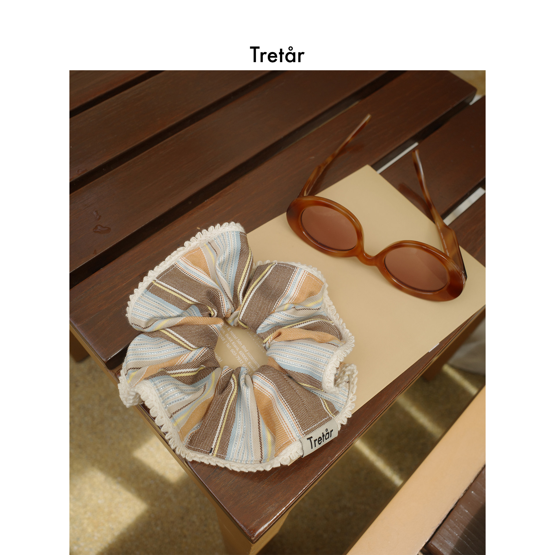 Tretar「落日漫游」条纹撞色花边 法式大肠发圈发饰发绳