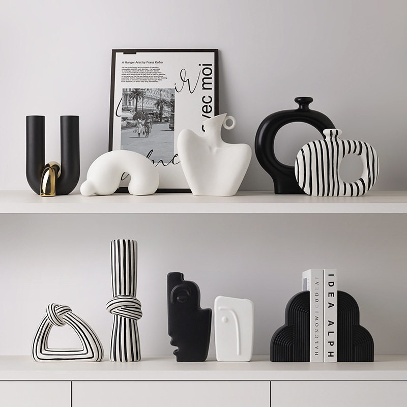 高颜值现代高级感艺术软装饰品陶瓷摆件轻奢样板间客厅电视柜摆设,家居饰品,装饰摆件,淘宝优惠券,粉丝福利购,淘宝优惠卷