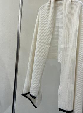 2024秋冬新款BC女士羊绒围巾时尚保暖针织条纹拼色羊绒围脖披肩