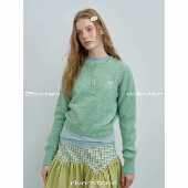 软糯针衫 糖果色圆领钮扣毛衣女慵r懒感短款 pLRUls riveusto织ne