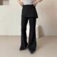 韩叠穿显瘦遮胯休闲WJS 新款 高假两件帘微喇叭裤 女系腰2025屁春季