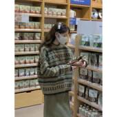 韩系FOY加厚小众毛外穿 女装 设计感 慵懒风宽松衣女202上5针新款