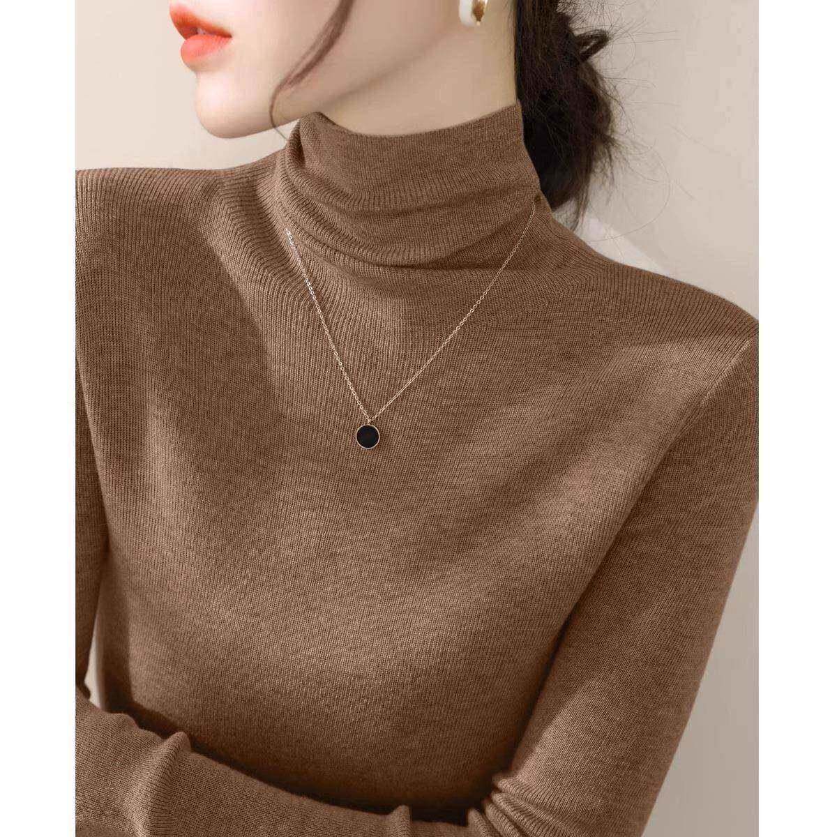 灰色高领织针打底衫瘦秋冬季2024U73940FY新款修身显毛衣内搭女高