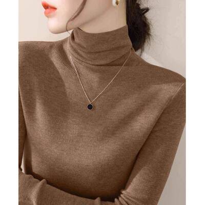 灰色高领织针打底衫瘦秋冬季2024U73940FY新款修身显毛衣内搭女高