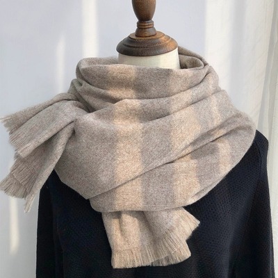 法国DRCO轻奢纯色山羊绒围巾女冬季百搭长款休闲拆须保暖披肩两用