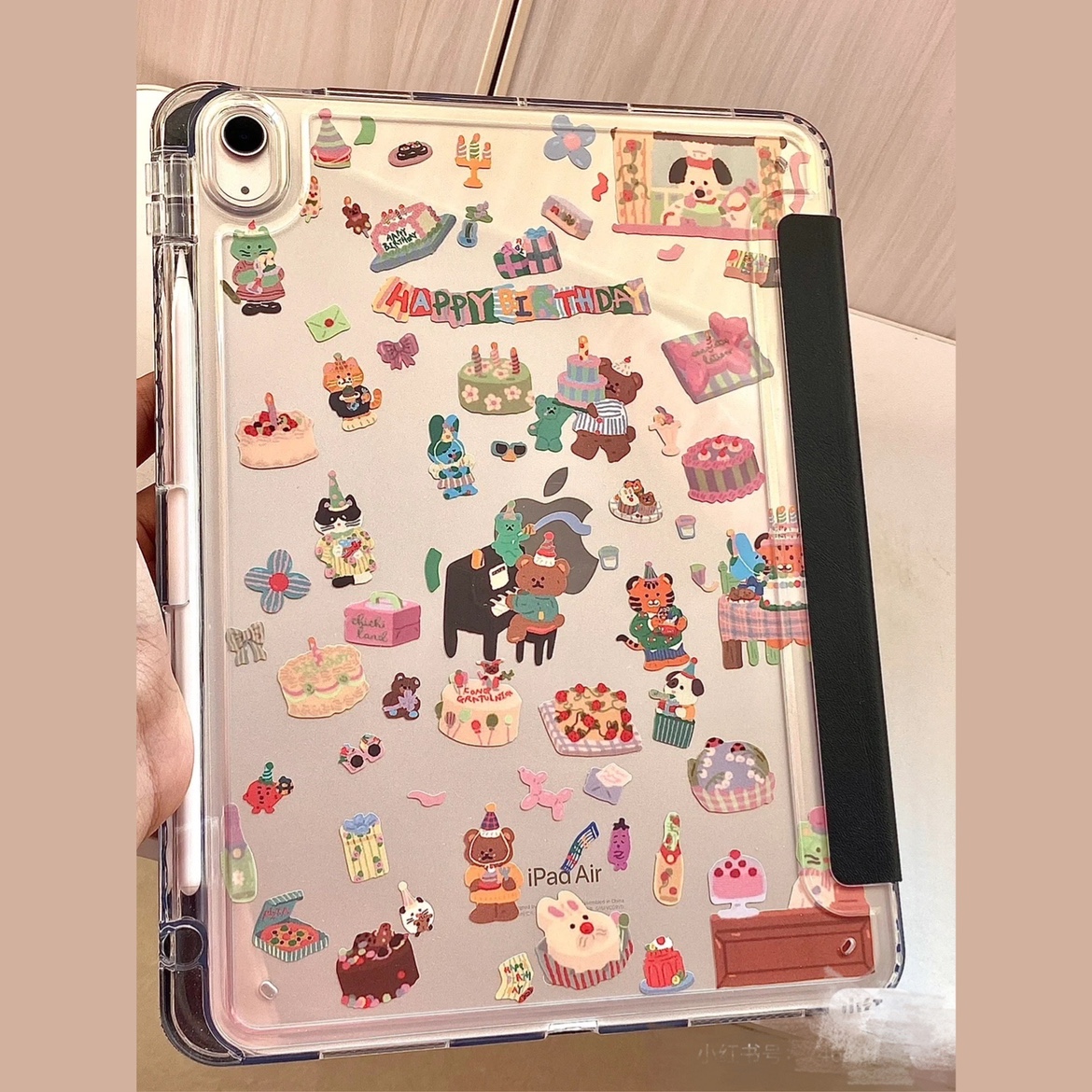 新款轻薄亚克力带笔槽透明原创可爱卡通一体适用2025ipadpro11寸3+y折10.9平板壳保护套air5简约air6防摔10代