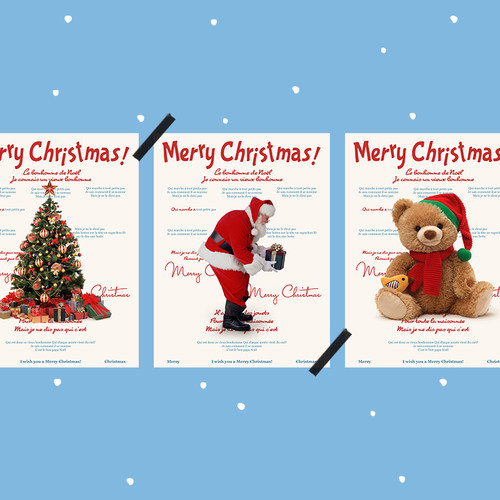 圣诞树装饰画 泰迪熊海报墙贴 圣诞节老头新年快乐墙面自粘贴纸