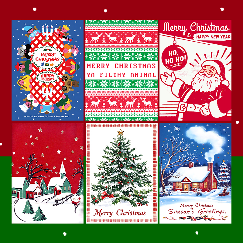 Merry Christmas 新年装饰画 2026 圣诞节日简约卡通海报墙贴纸