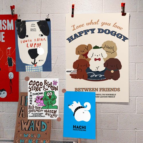 可爱狗狗 ins风格海报 宠物店墙面装饰画报 儿童房摄影室背景贴纸
