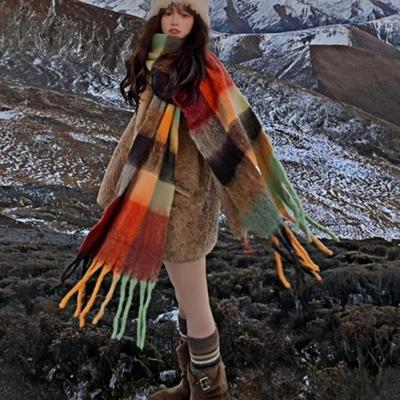 日本STELU彩虹围巾女秋冬