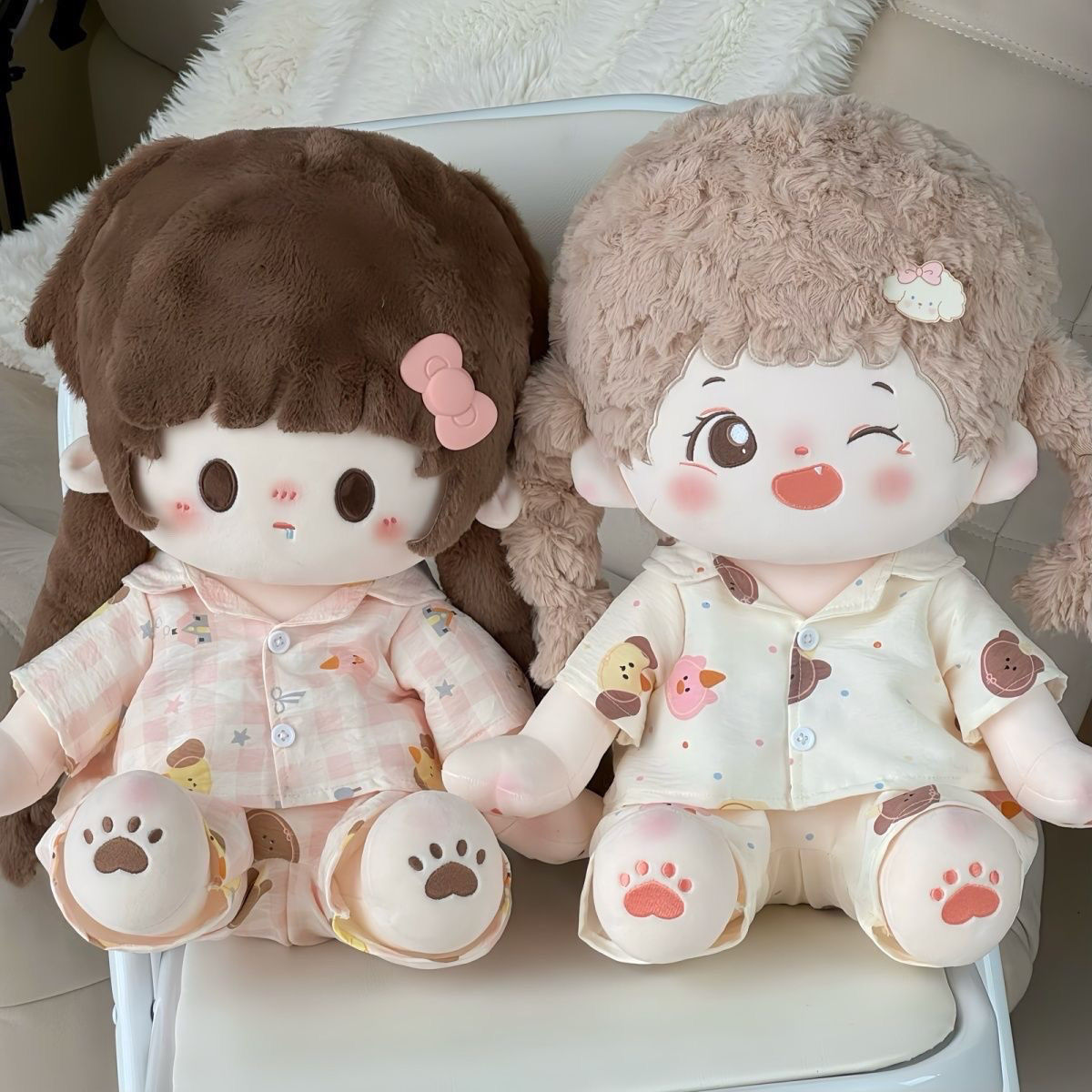 40cm娃衣棉花坐姿睡衣印