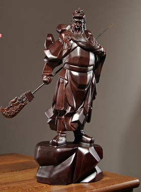 黑檀木家居客厅开业送礼武财神爷