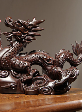 黑檀木雕刻生肖家居客厅桌面装饰