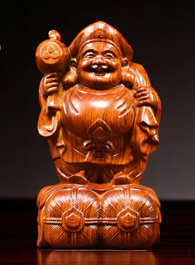 花梨木雕大黑天神像实木财神爷